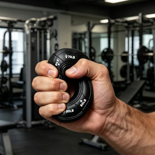 Hand Grip Strengthener, 3 in 1 Grip Strength Trainer, Fingers Exerciser - Silicone Rings for Muscle Training Sports Rock Climbing Finger Rehabilitation Training, Adjustable 70-80-90LB, Black