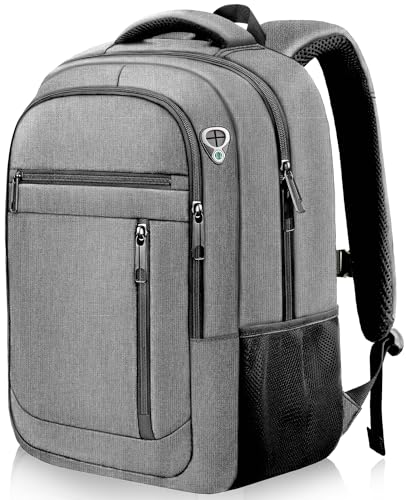Travel Backpack, 40L Business Laptop Backpack with 17.3 Inch Laptop Compartment, Lightweight Daypack for Flight, Durable Water Resistant Bookbag, Hiking, Work Backpack for men, Grey - color: Grey, size: XX-Large