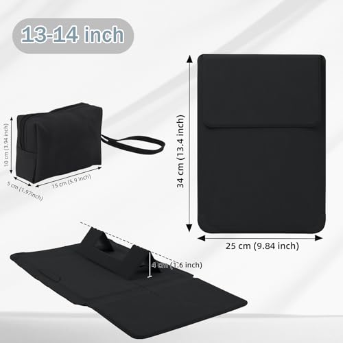 13-14 Inch Protective Laptop Sleeve Case with Stand, for MacBook Pro 14'' M5~M1, Pro/Max(2026-2021), MacBook Air 13.6'' M5-M2, (2026-2022), Matte PU Leather Laptop Case 13-14" (Black) - color: Black, size: 13-14 Inch