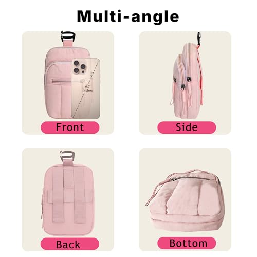Backpack Strap Pouch Pack，Waterproof Backpack Strap Pocket Attachment Bag for Hikers accessories，Cell Phone Pouch, phone Holster Holder for women Belt, ，cell phone bag，pink - color: Pink
