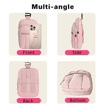 Backpack Strap Pouch Pack，Waterproof Backpack Strap Pocket Attachment Bag for Hikers accessories，Cell Phone Pouch, phone Holster Holder for women Belt, ，cell phone bag，pink - color: Pink