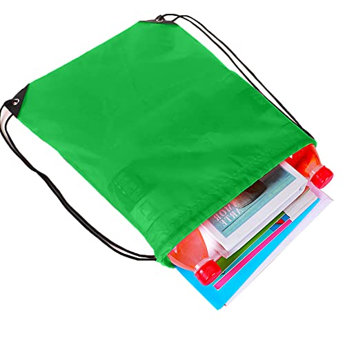 Bulk Drawstring Bags, Polyester Draw String Bags, Gym Sports Cinch Bag Drawstring Backpack for Women Men - color: Green