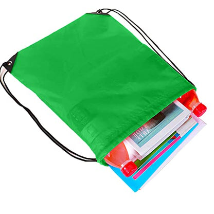 Bulk Drawstring Bags, Polyester Draw String Bags, Gym Sports Cinch Bag Drawstring Backpack for Women Men - color: Green