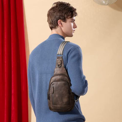CLUCI Crossbody Bags for Women Men,Leather Sling Bag Cross Body Backpack for Woman Gifts for Women Birthday Unique - color: 0-4 Coffee