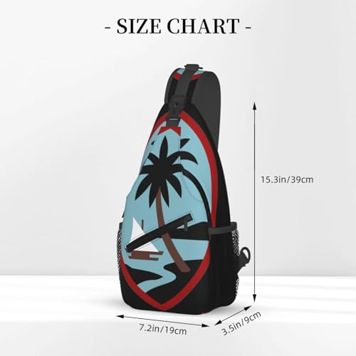 Guam Arng Sling Backpack Chest Daypack Crossbody Crossbody Shoulder Bags For Travel Sports Running Hiking, Black