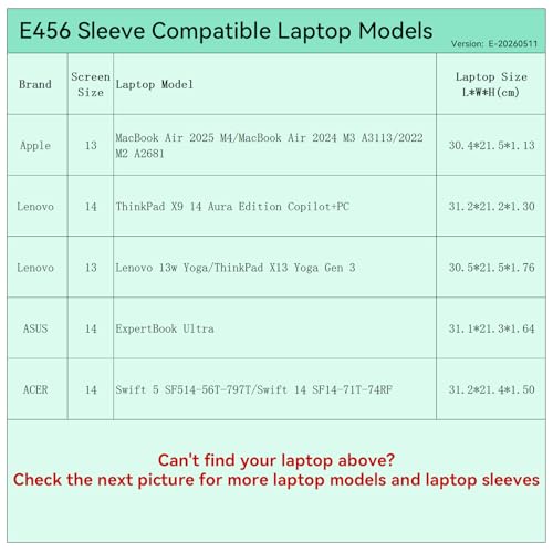 Smatree Elite Laptop Sleeve for 13-14 inch Apple MacBook Air 2025/2024, Lenovo ThinkPad X13 Yoga/ThinkPad/Lenovo 13w Yoga, ASUS ExpertBook Ultra, ACER Swift, Protective Laptop Case with Pocket(E456) - size: 13 inch/E456/Size: 32.2*22.2cm|