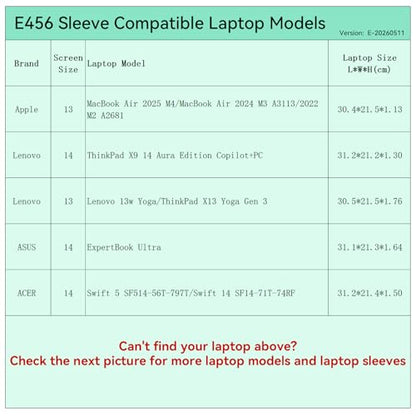 Smatree Elite Laptop Sleeve for 13-14 inch Apple MacBook Air 2025/2024, Lenovo ThinkPad X13 Yoga/ThinkPad/Lenovo 13w Yoga, ASUS ExpertBook Ultra, ACER Swift, Protective Laptop Case with Pocket(E456) - size: 13 inch/E456/Size: 32.2*22.2cm|