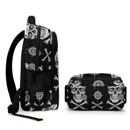 Laptop Backpack 3D Pirate Skull Black, Sturdy Water Resistant College Bookbag with Water Bottle Pockets for Business Travel Commute - color: Pattern (333)