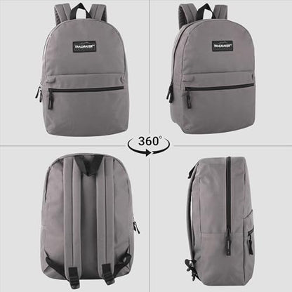 Trail maker Classic 17 inch Backpacks with Adjustable Padded Straps | School Backpacks for Girls, Boys (Grey) - color: Grey