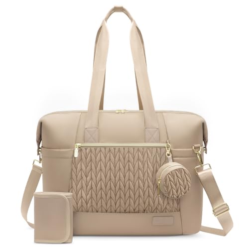 LOVEVOOK Diaper Bag Tote, Baby Diaper Bag Waterproof Travel Diaper Tote with Changing Pad - color: Khaki