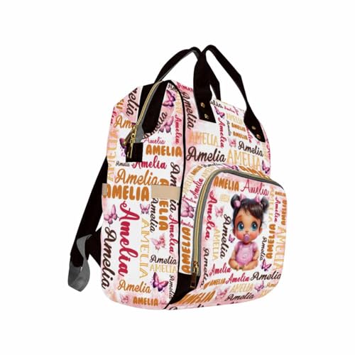 Custom Diaper Bag with Name, Christmas Personalized School Bag, Monogram Nappy Backpack with Thermal Pockets for Adults Kids, Large Capacity Waterproof Diaper Bag Xmas Gift - color: A-color-4