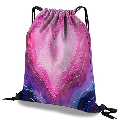 Drawstring Backpack Draw String Bag Waterproof for Sports Gym Beach Travel Cute Aesthetic Sackpack Men Women (13"×17")-Dark Pink - color: S-22-pink