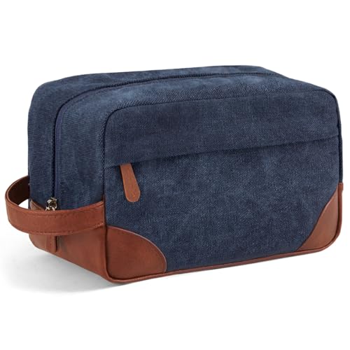 Vorspack Large Travel Toiletry Bag - Hanging Toiletry Bag for Men Water Resistant Canvas Shaving Bag with Large Capacity for Home Travel - Navy Blue - color: Navy Blue, size: Large