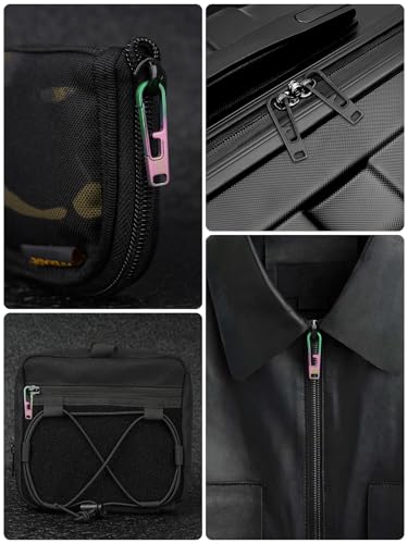 VIPERADE VAT1 Heavy Duty Titanium Zipper Pulls Replacement, Universal Zipper Pull Tab Repair Kit for Jackets, Coats, Suitcases, Luggage, Backpacks, Handbags and EDC Pouches - color: 2 Black, size: 1.38" × 0.27"