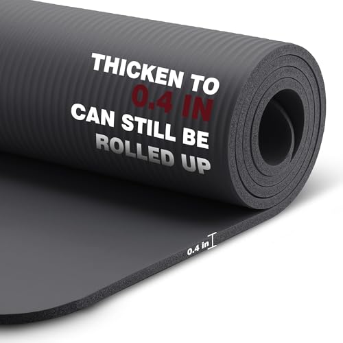 KEEP Extra Thick NBR Yoga Mat for Women & Men, 10mm Thick, 72”x24” Large Exercise Mat with Non-Slip Workout Mat for Yoga, Pilates, Stretching, Meditation – Wide & Cushioned Fitness Mat - color: Grey