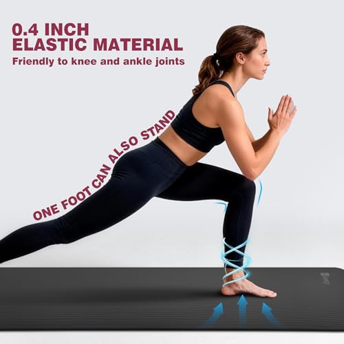 KEEP Extra Thick NBR Yoga Mat for Women & Men, 10mm Thick, 72”x24” Large Exercise Mat with Non-Slip Workout Mat for Yoga, Pilates, Stretching, Meditation – Wide & Cushioned Fitness Mat - color: Black