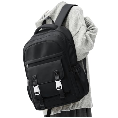 School Backpack For Women Men College Backpack With Lots Of Pockets Cute BookBag Casual Daypack Backpacks For Teens Girls Boys Waterproof(Black) - color: D1-black