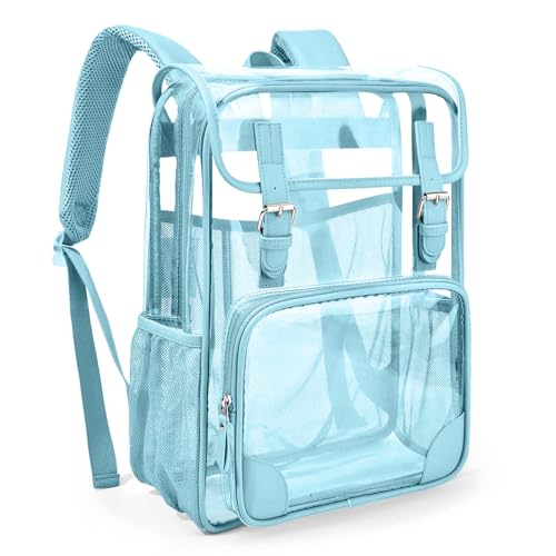 Clear Backpack,Heavy Duty Waterproof Clear Bookbag for School College Work Travel Security - Blue - color: Refined Blue