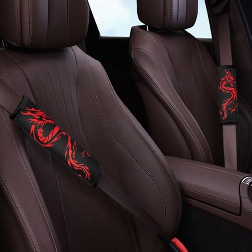 Forchrinse Red Dragon Car Seat Belt Cover Pads,Soft Seatbelt Shoulder Pads 2 Pack, Safety Belt Strap Pad Protector for Adults and Children - color: Red Dragon