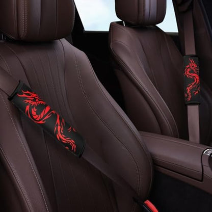 Forchrinse Red Dragon Car Seat Belt Cover Pads,Soft Seatbelt Shoulder Pads 2 Pack, Safety Belt Strap Pad Protector for Adults and Children - color: Red Dragon