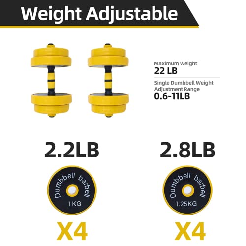 FUXION 44LB Adjustable Dumbbell Barbell Weight Pair - size: Barbell 22 LB or 11 LB Dumbbell Pair