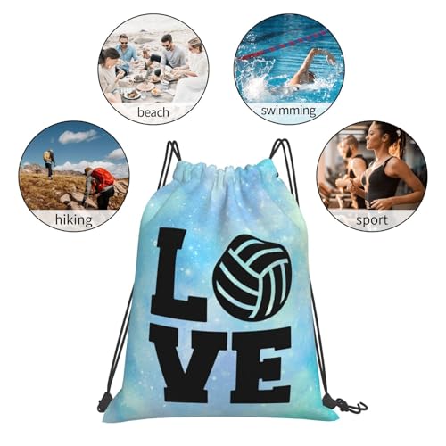 Love Volleyball Unisex Drawstring Backpack Bag Sport Gym Travel Swim Sackpack - color: Love Volleyball2