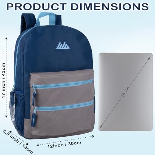 Summit Ridge Colorful Big Backpack for School Kids, Multi Pocket Backpack for Elementary, Middle School Girls, Boys with Padded Straps (Navy/Grey) - color: Navy/Grey