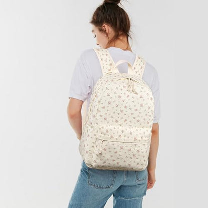 CAMTOP Girls Backpack with Lunch Box Set, Cute Bow School Backpack for Kids, 3-in-1 Lightweight Lunch Bag and Pencil Pouch - color: Flower-beige