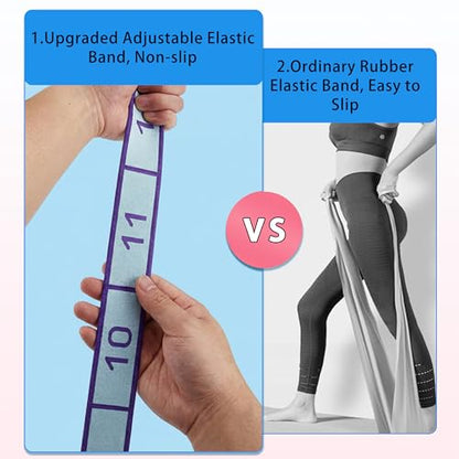 2PCS Elastic Yoga Stretching Strap with 12 Loops Stretch Resistance Exercise Bands for Yoga,Pilates,Dance,Rhythmic Gymnastics,Physical Therapy,Ballet Couple Style - color: Pink, Blue