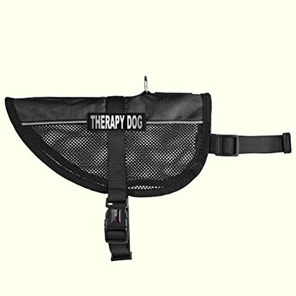 Dogline 17"-21" MaxAire Mesh Vest for Dogs and 2 Removable Therapy Dog Patches, Medium, Black - color: Black, size: Girth 17 by 21"