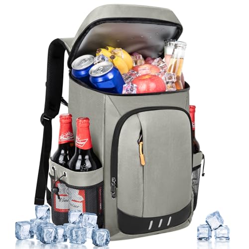 Cooler Backpack- 40 Cans Insulated Backpack Cooler for Men & Women Portable Leak Proof Lunch Backpack Cooler Bag for Beach Picnic Travel Work Camping Hiking-Grey - color: Grey, size: 40 Cans