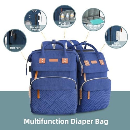 ISMGN Diaper Bag Backpack with Changing Station, Large Diaper Bag, Multifunctional Diaper Bag, Blue - color: Upgrade Blue