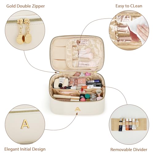Gifts for Women Travel Makeup Bag Personalized Cosmetic Bag Portable Large Capacity Toiletry Bag(Beige-A) - color: Beige, style: A