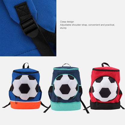Bnineteenteam Soccer Backpack, Youth Soccer Bag Sweat Wicking Breathability Football Bag with Ball Compartment and Shoe Compartment for Activities - color: Red with Black, size: Children Size (Fits Size 4 Ball)