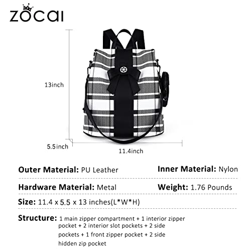 ZOCAI Backpack Purse for Women Fashion Backpack Purses PU Leather Daypacks Anti-Theft Shoulder Bag Satchel Purse - color: 7black/Black