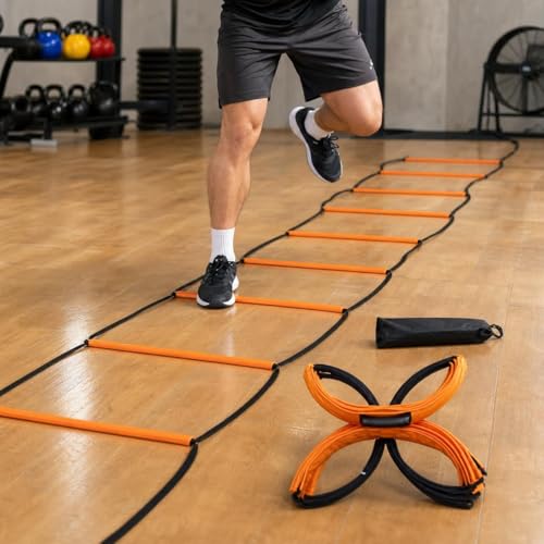 Kids Agility Ladder, Speed Ladder Training for Football & Soccer, 15ft Agility Speed Ladder with Storage Bag, Team Conditioning Equipment, Flitting Agility Ladder 8 Grid - style: Flitting Agility Ladder 8 Grid