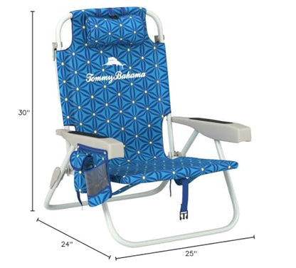 Tommy Bahama 2016 Backpack Cooler Chair with Storage Pouch and Towel Bar - color: Blue, size: 2 Count