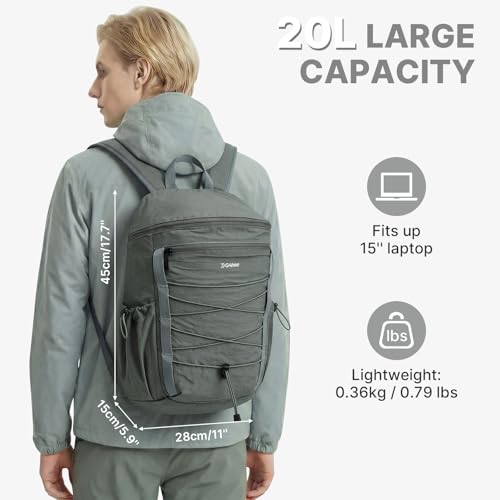 G4Free Hiking Backpack for Women Men 20L Lightweight Travel Backpacks Daypack Outdoor Daily Camping, Dark Gray-green - color: Dark Gray-green