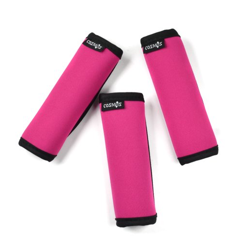 Cosmos Pack of 3 Neoprene Luggage Handle Wrap Handle Grip Luggage Identifier for Travel Bag Luggage Suitcase (Hot Pink Color) - color: Hot Pink