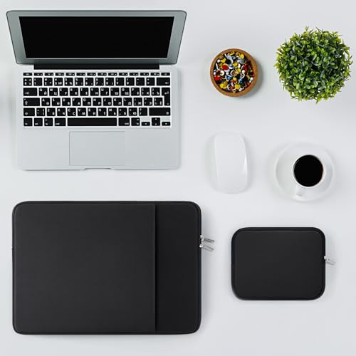 RAINYEAR Laptop Sleeve Case Compatible with 13.3 Inch Notebook Computer Chromebook 14" MacBook Pro/Max M1 M2 M3 M4 M5 Protective Cover Soft Bag with Front Pocket & Accessories Pouch (Black) - color: Black, size: 13"-13.3"