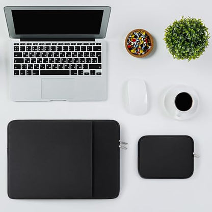 RAINYEAR 13 Inch Laptop Sleeve Compatible with 13.3" MacBook Air/Pro M1 M2 M3 M4 M5 A3449 A3240 A3113 A2681 A2338 Case Cover Bag with Front Pocket Accessories Pouch (Black) - color: Black, size: 13"