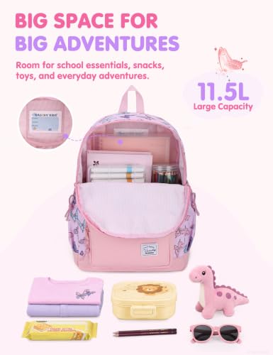 VASCHY Kids backpacks, Cute Lightweight Water Resistant Preschool Backpack for Boys and Girls Chest Strap | Cute - color: Pink Butterfly, size: Small (4-6 Yrs) - 15'' H