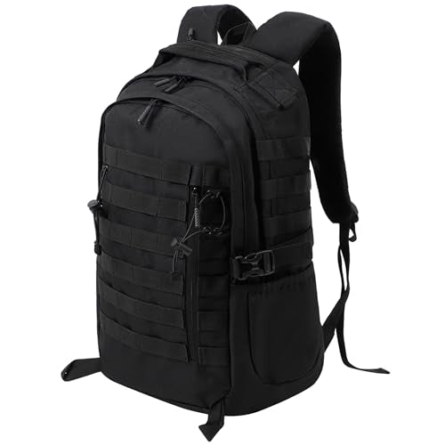 WESTEND 29L Tactical Backpack for Men – Military Assault Pack with MOLLE System, Heavy Duty Bug Out Bag for Outdoor Activity - color: Black Out