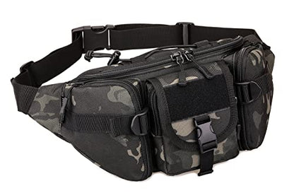 CREATOR Tactical Waist Pack Military Fanny Pack Outdoor Army Waist Bag Large Waist Pack for Daily Life Cycling Camping Hiking Hunting Fishing Black Camo Black - color: Camo Black