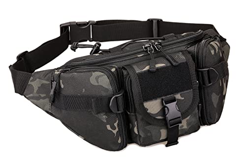 CREATOR Tactical Waist Pack Military Fanny Pack Outdoor Army Waist Bag Large Waist Pack for Daily Life Cycling Camping Hiking Hunting Fishing Black Camo Black - color: Camo Black