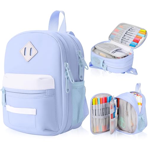Large Capacity Pencil Case, Mini Backpack Pencil Case, Storage High Capacity Bag Pouch Holder Marker Pen Organizer, for Student, Teen Girls, Adults (Sky Blue) - color: Sky Blue