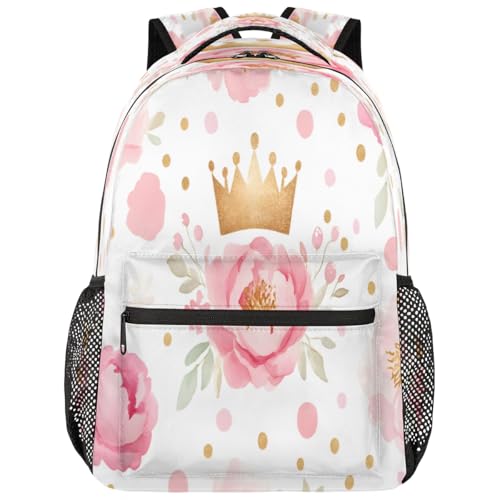 Pink Crown Laptop Backpack for Women 17 inch Backpacks Lightweight Computer Bag Rucksack Casual Daypack Work Travel - color: Multicolor-7