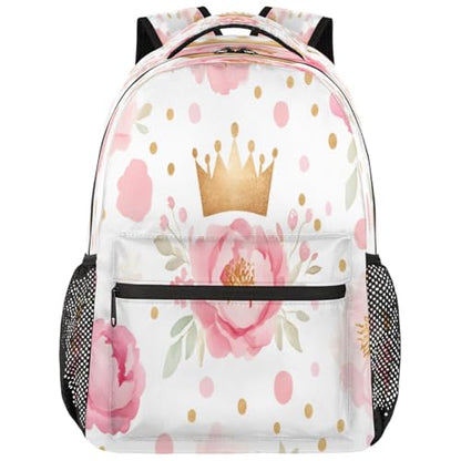 Pink Crown Laptop Backpack for Women 17 inch Backpacks Lightweight Computer Bag Rucksack Casual Daypack Work Travel - color: Multicolor-7