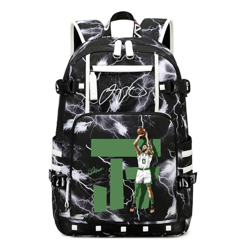 Basketball Player Tatu-m 0 Student Backpack Men's and Women's Laptop Backpack Ultralight Travel Backpack Schoolbag (Black and White1) - color: Black and White1