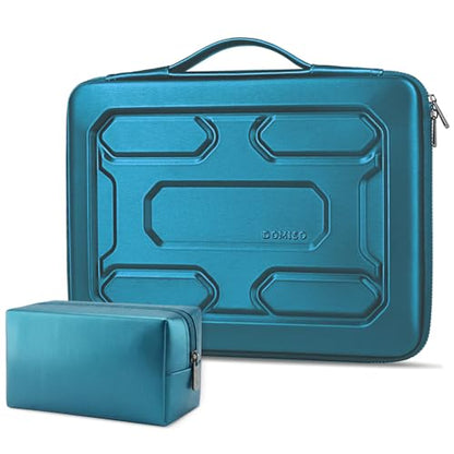 DOMISO Laptop Hard Case 14-14.4 inch Waterproof Shockproof Hard Shell Laptop Sleeve with Handle & Storage Pocket, Compatible with MacBook, HP, Dell, Teal - color: Teal, size: 14 inch